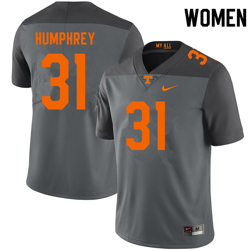 Women #31 Nick Humphrey Tennessee Volunteers College Football Jerseys Sale-Gray